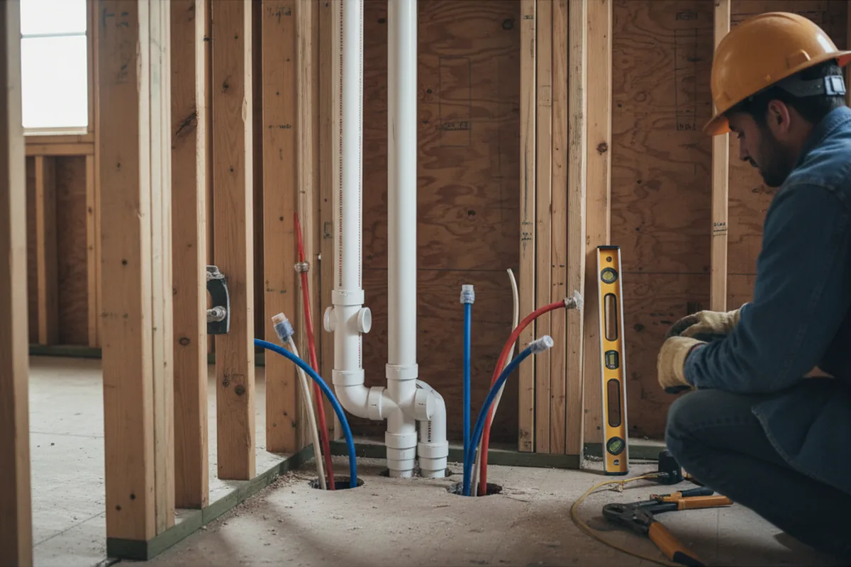 Drain and supply rough-in during Garbage Disposal Repair in Elmhurst